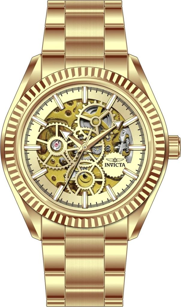 Invicta Objet D Art 69752 Herren uhr - Wasserdicht - Analog - Automatikuhr - Edelstahl mit goldenen zifferblat - 43mm