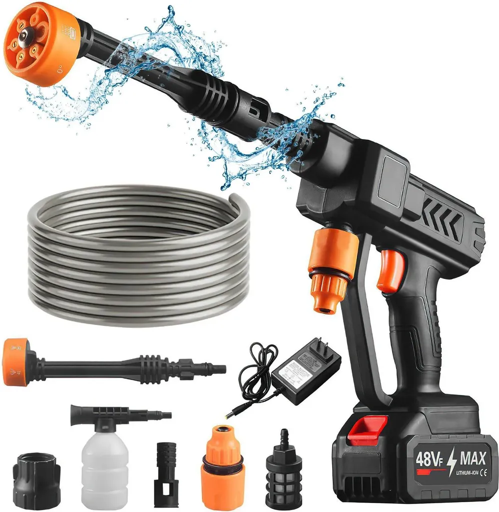 Nettoyeur haute pression sans fil orange pour batterie Makita 18V avec accu