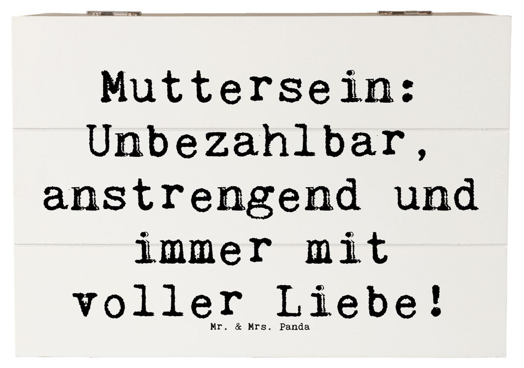 Mr. & Mrs. Panda Holztruhe Spruch Mutter Liebe 22 x 15 cm - Weiß - Geschenk, Familie, Mutterliebe, fotobox, geschenkkiste, persönliche Erinnerung...