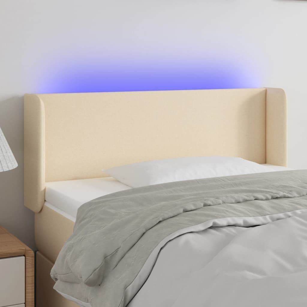 The Living Store LED Kopfteil Creme 83x16x78/88 cm Stoff