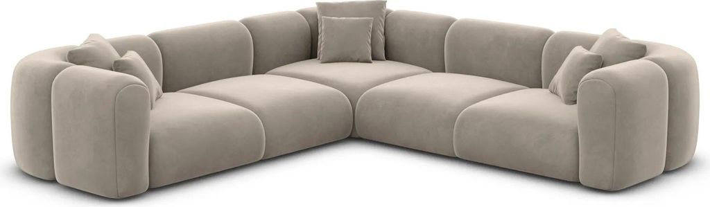 Samtstoff Ecksofa Belio Taupe