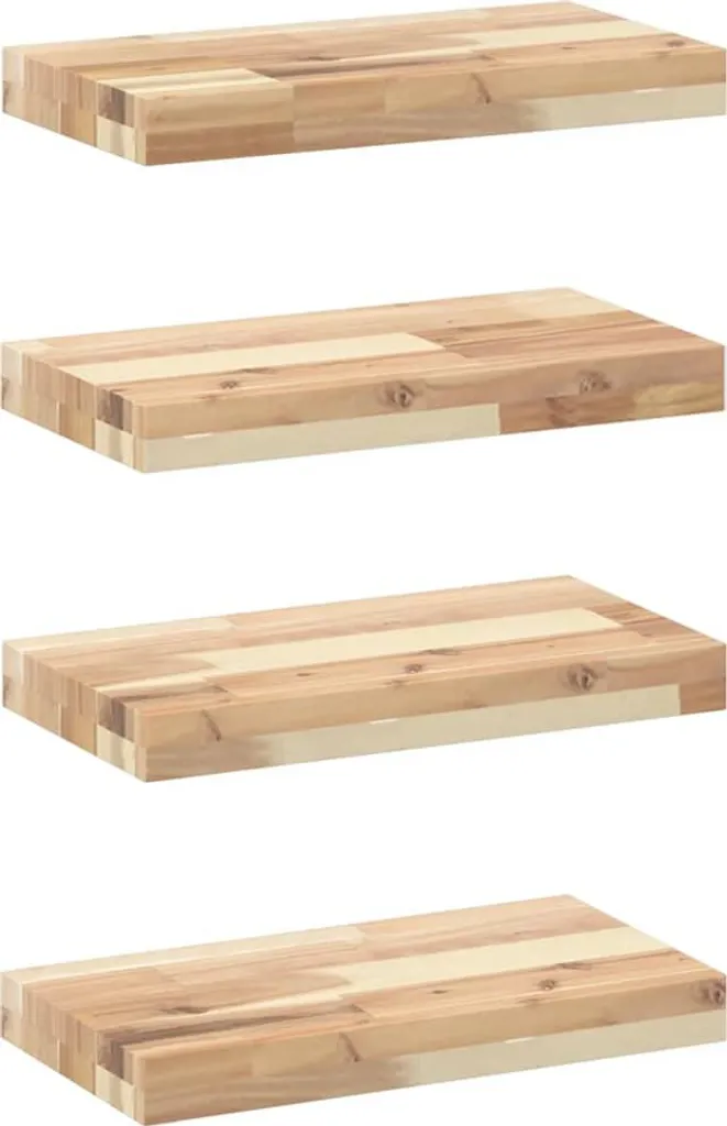 vidaXL Mensole galleggianti 4 pezzi 40x20x4 cm in legno massiccio di acacia non trattato