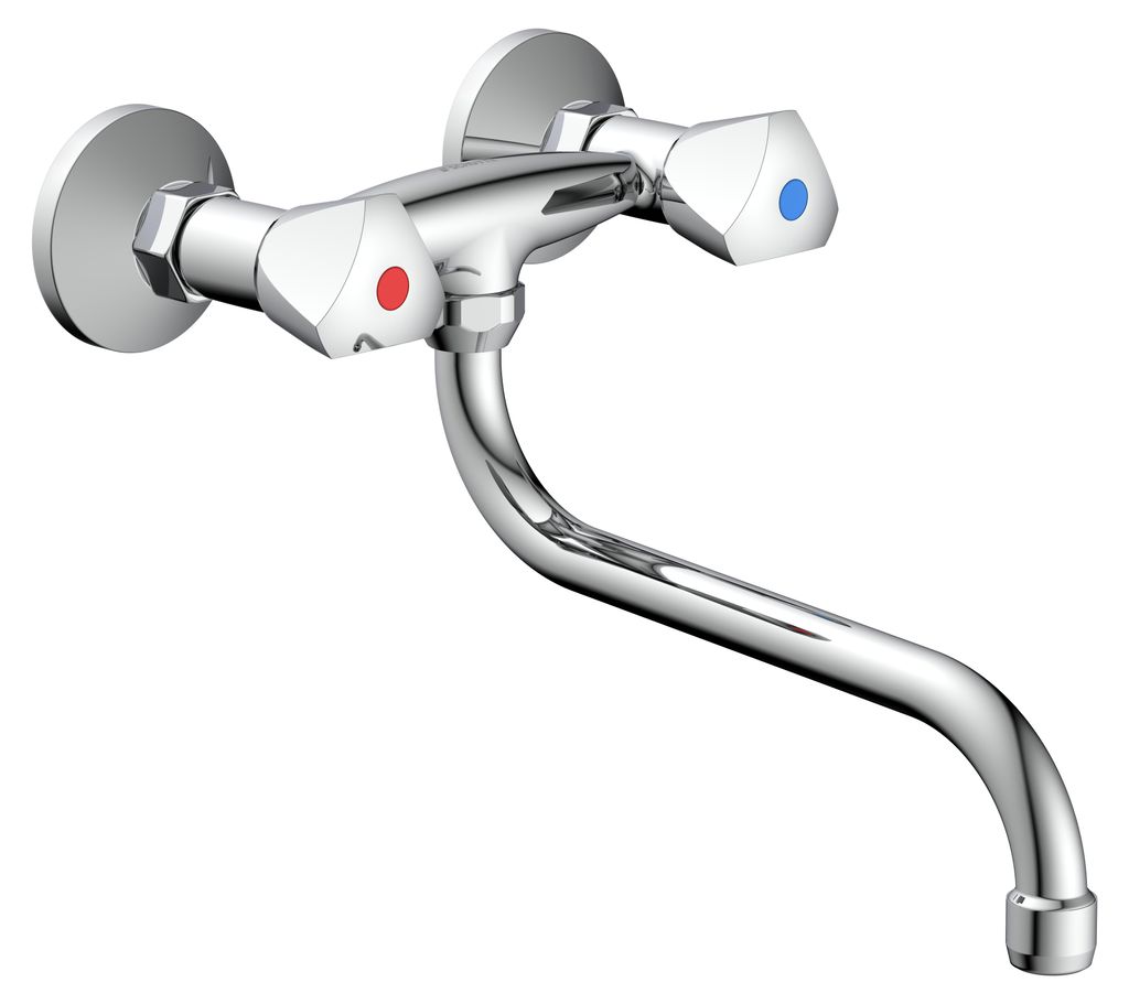 SCHÜTTE Küchenarmatur CESTI, schwenkbarer Wasserhahn Küche für Wandmontage, Spültischarmatur in Chrom
