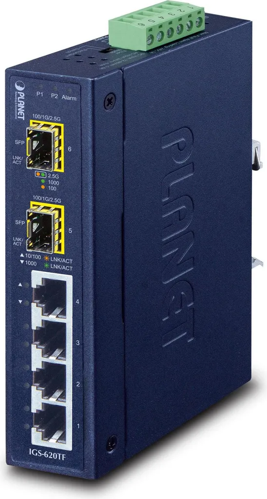 Switch industriel Planet IGS-620TF rail DIN pour réseaux IP et fibre