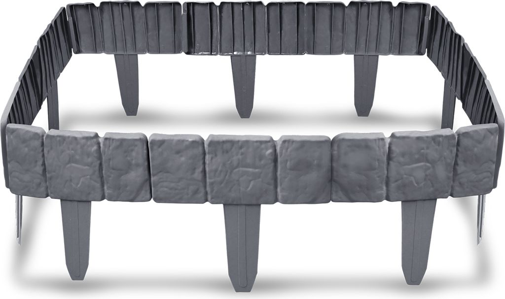 NAIZY Rasenkante Kunststoff 20m Steinoptik Garden Border aus Polypropylen, Mähkante Beetumrandung Palisade Garten dekorativ, 80 Stücke, Anthrazit