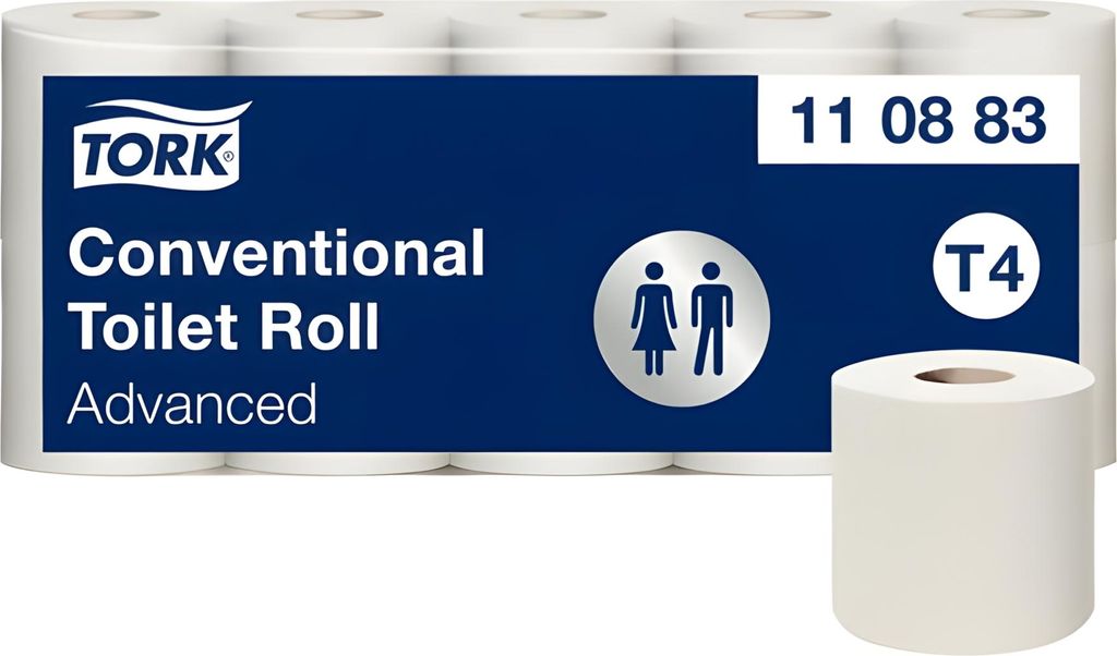 Tork Toilettenpapier Advanced, 3-lagig, weiß, System-T4, Prägung, 250 Blatt/Rolle, 10 Rollen/Packung
