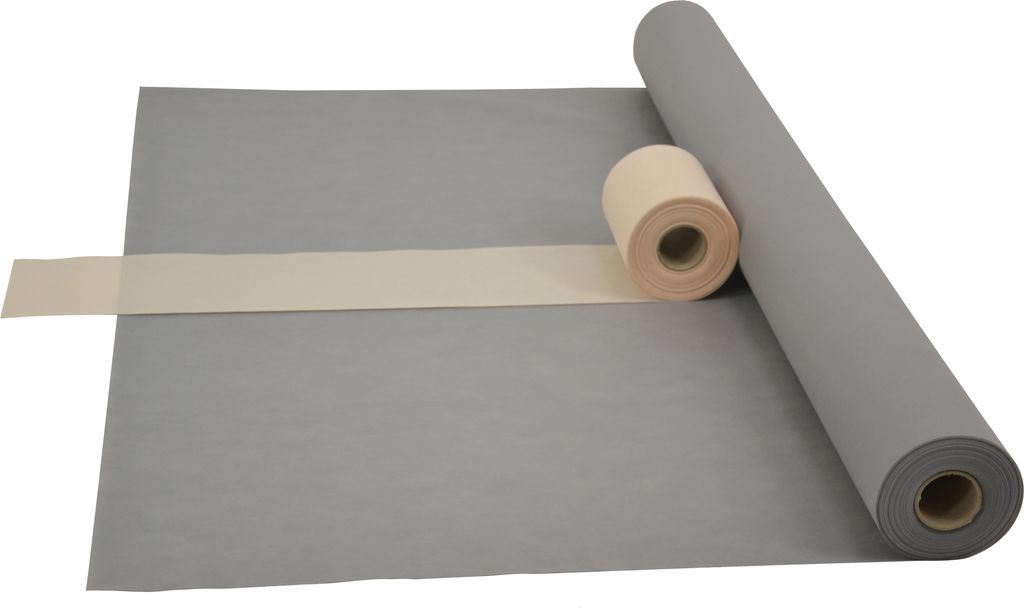Sensalux Kombi-Set 1 Tischdeckenrolle 1,18m x 25m grau + Tischläufer 15cm creme