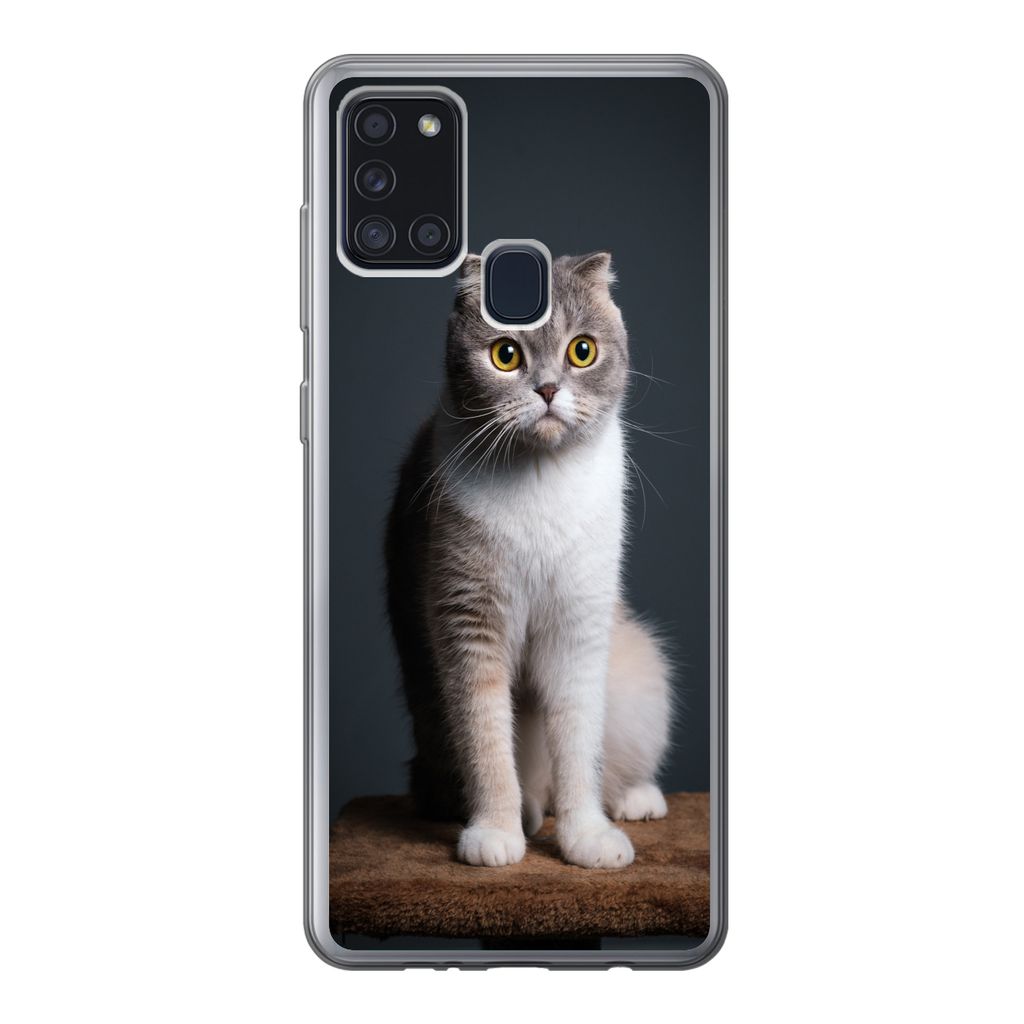 MuchoWow Handyhülle Schutzhülle Hülle für Samsung Galaxy A21s Katze - Haustiere - Licht Silikon Softcase Handy Hülle - Hartschale