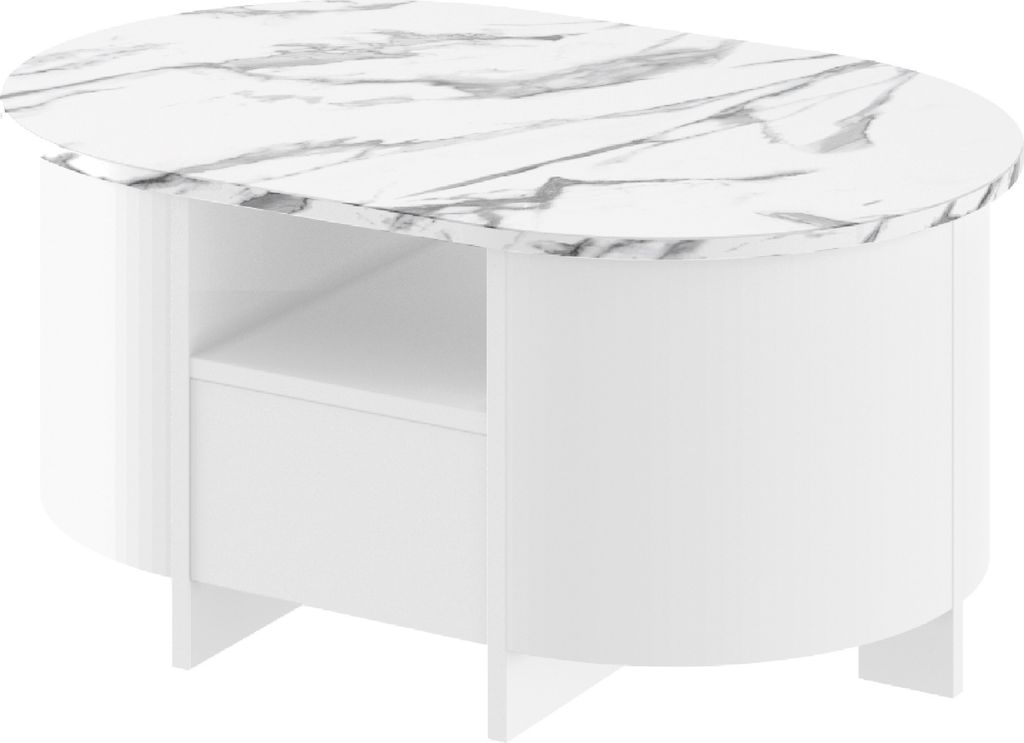 Design Couchtisch HCL-111 Oval Schublade Hochglanz Produktbild 