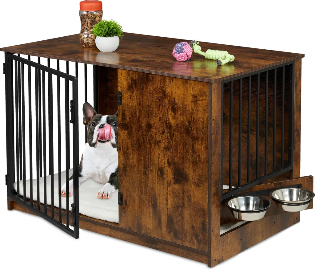 Gabbia per Cani Relaxdays da Interno - 2 Ciotole Inox - Pronta Consegna