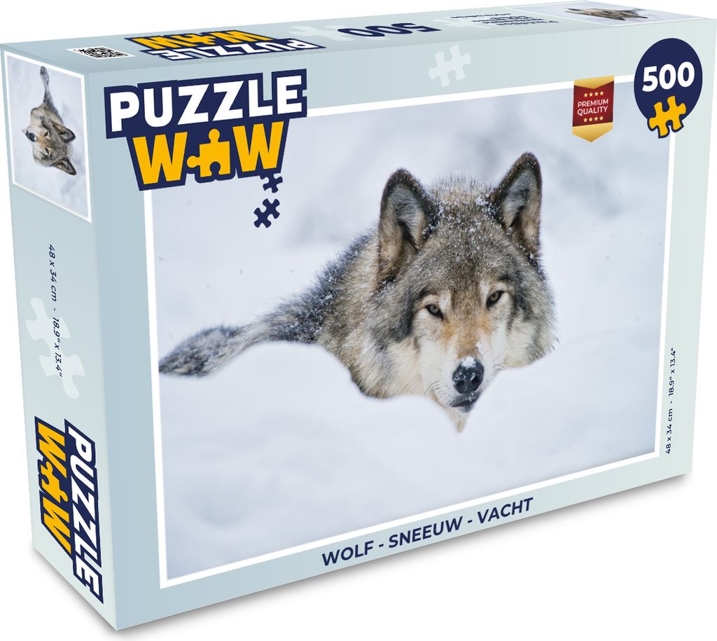 MuchoWow Puzzle 500 Teile Wolf - Schnee - Mantel - 500 Teile - Kinder - Selberbauen - Puzzlespiele