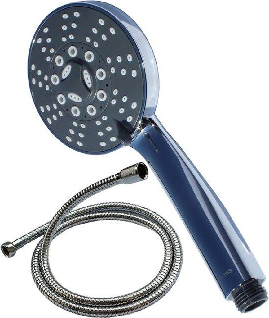 Energiebesparende Handdusche mit Wasserbesparender Duschkop 150 cm - nur 10,5 l/min - 5 Strahlmodi - 105 mm Durchmesser
