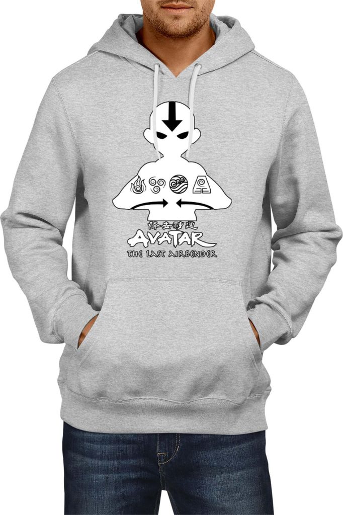 Herren Kapuzenpullover Japan Manga Anime Comics Animation Avatar Aang, Man M / Grau