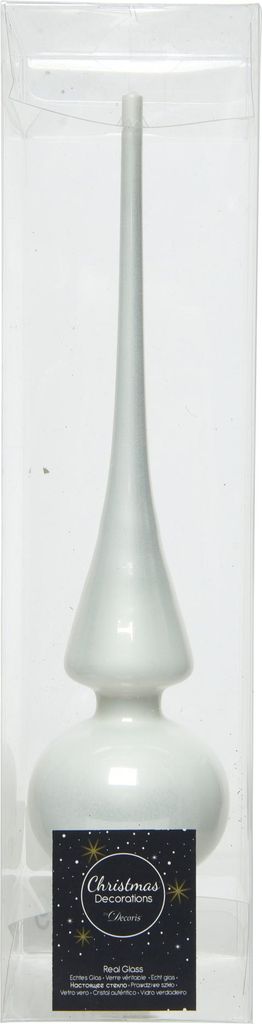 Topper per albero di Natale in vetro 26cm bianco invernale Immagine del prodotto 