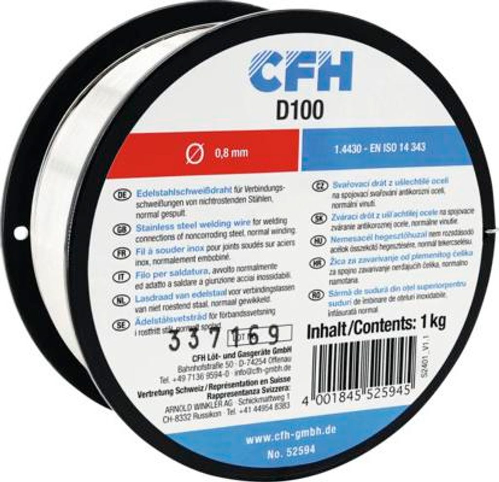 Edelstahl-Schweißdraht CFH Ø 0,8 mm 1 KG