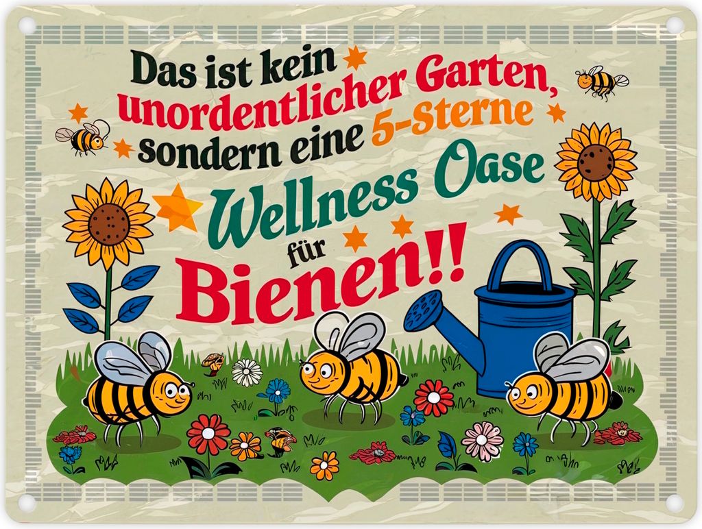 5-Sterne Wellness Oase für Bienen Metallschild in 15x20 cm Produktbild 
