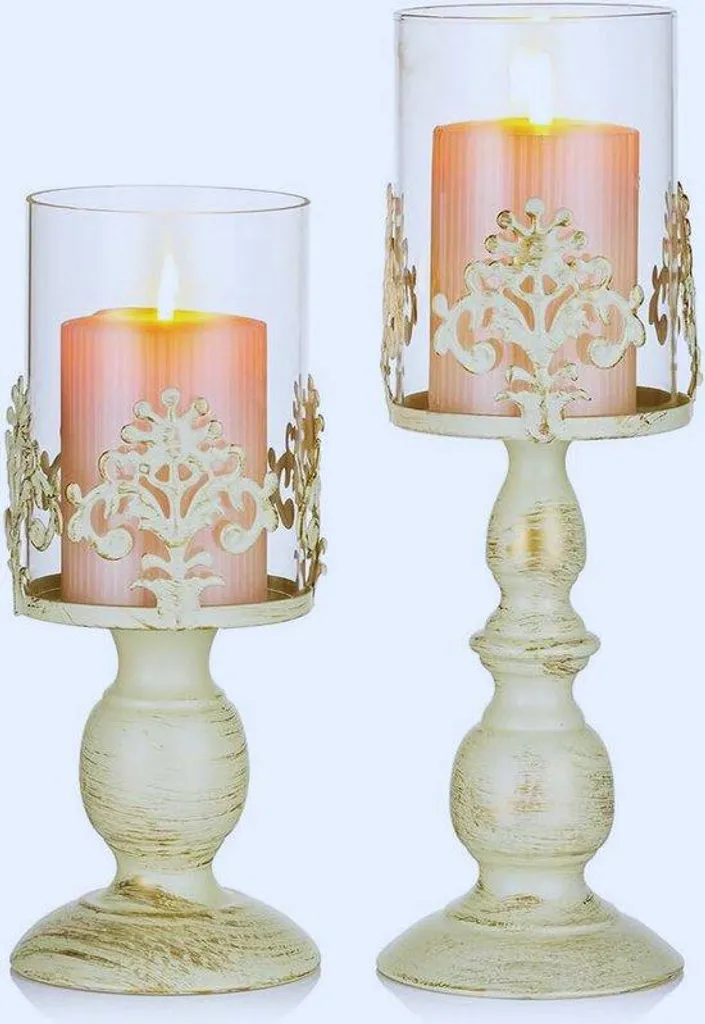Candélabres en verre transparent style antique avec socle renforcé