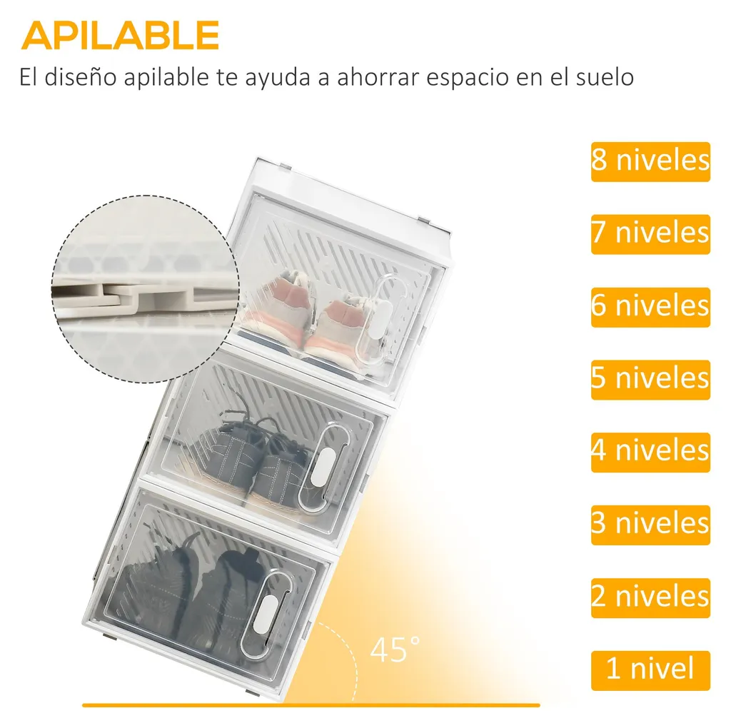 Boîte à chaussures empilable design compact et robuste - Pack de 8 pcs - 4