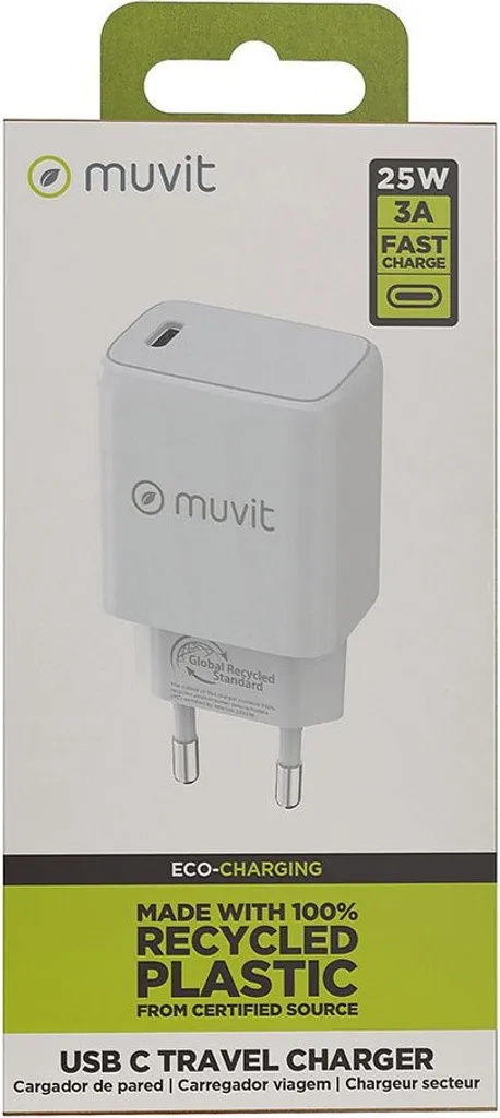 Chargeur USB-C Muvit For Change PD 25W Transparent One Size compact