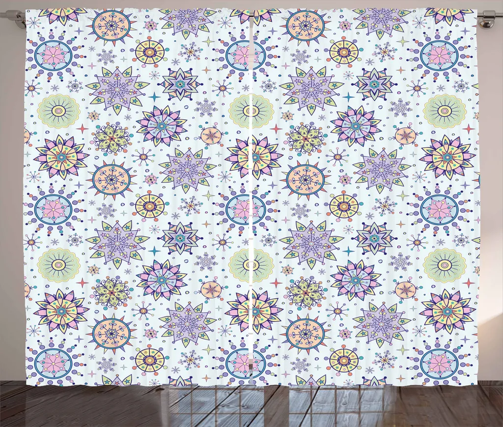 Tenda Rustica ABAKUHAUS Fiori Pastello 280x175 cm per Camera