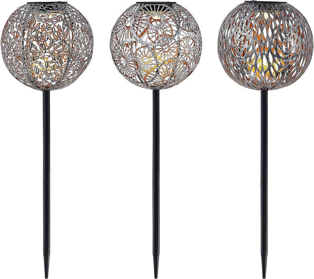 Lindby LED-Solarlampen Vilani, 3er-Set, 54cm, Erdspieß, IP44