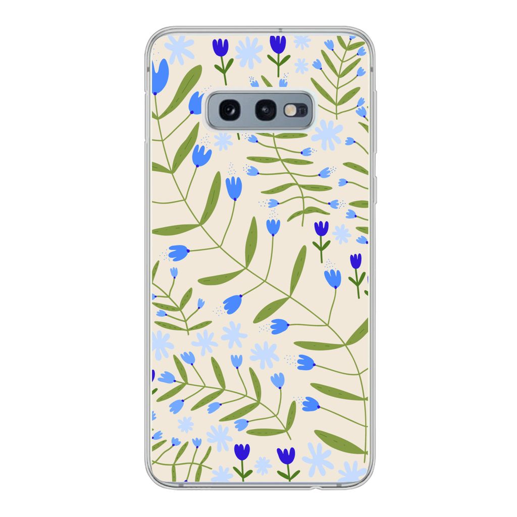 MuchoWow Handyhülle Schutzhülle Hülle für Samsung Galaxy S10e Blume - Blätter - Blau Silikon Softcase Handy Hülle - Handy