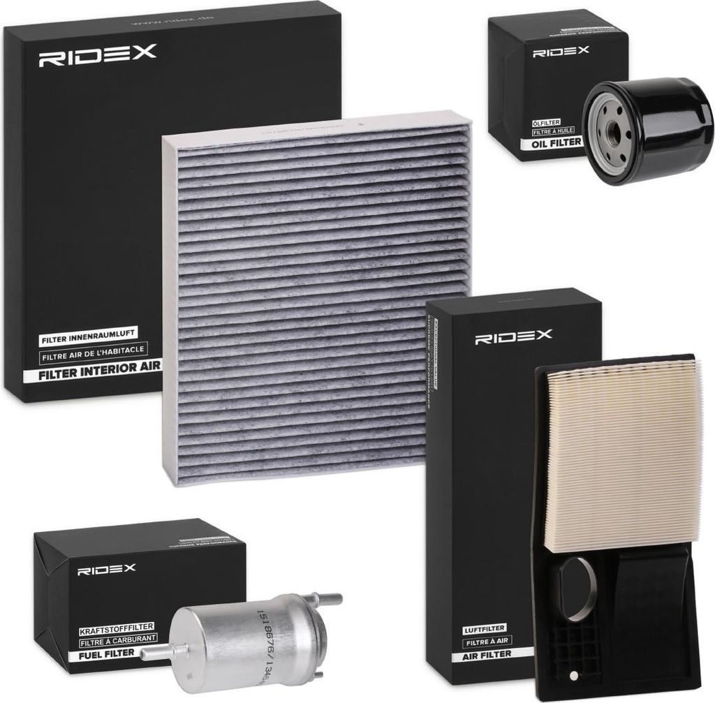 RIDEX Filterset Inspektionspaket Filtersatz für VW POLO (9N) Polo Limousine (9A4, 9A2, 9N2, 9A6) für SKODA Fabia I Combi (6Y5) FABIA Stufenheck (...