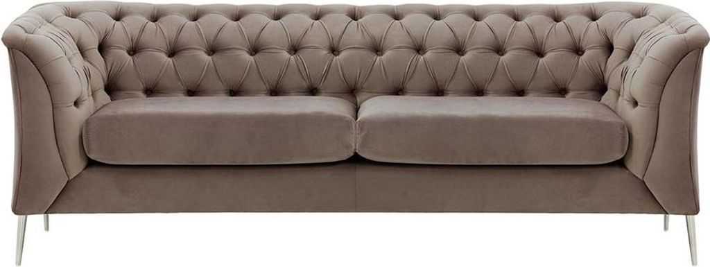 2,5-Sitzer Sofa Chesterfield Modern aus medizinischem Schaumstoff-Velluto 17-verchromtes Metall