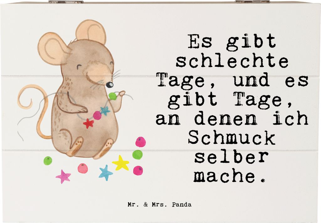Mr. & Mrs. Panda Kiste Maus Schmuck selber machen 22 x 15 cm - Weiß - Geschenk, DIY, fotobox, Basteln, Holzkiste, Schatzkiste, Geschenkbox, schatz...
