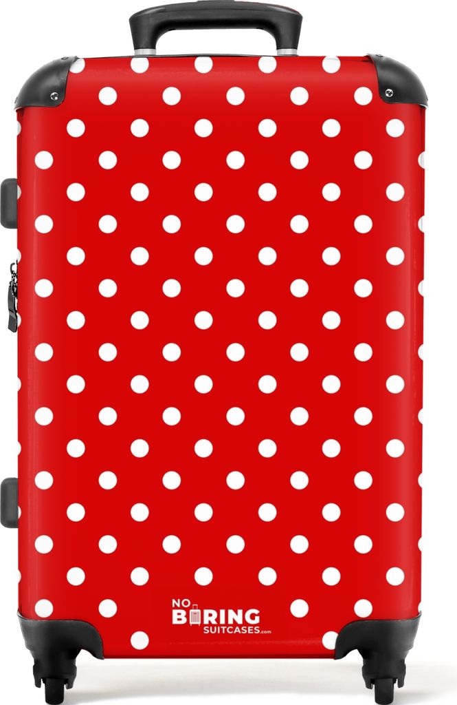 NoBoringSuitcases.com® Großer Koffer - Weiße Punkte auf Produktbild 