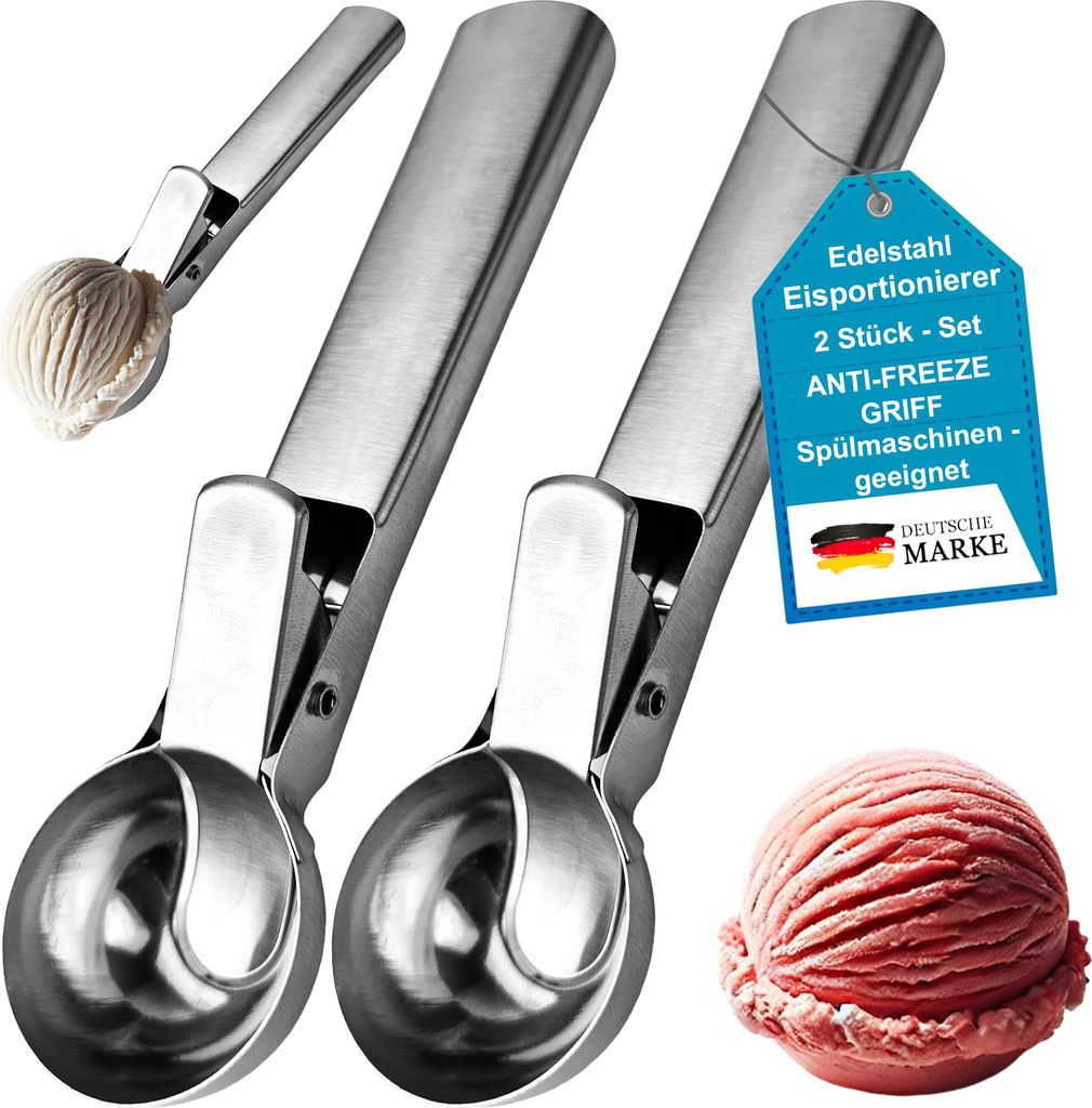 Eisportionierer 2er Set Eislöffel mit Auswerfer Eiscreme Produktbild 1