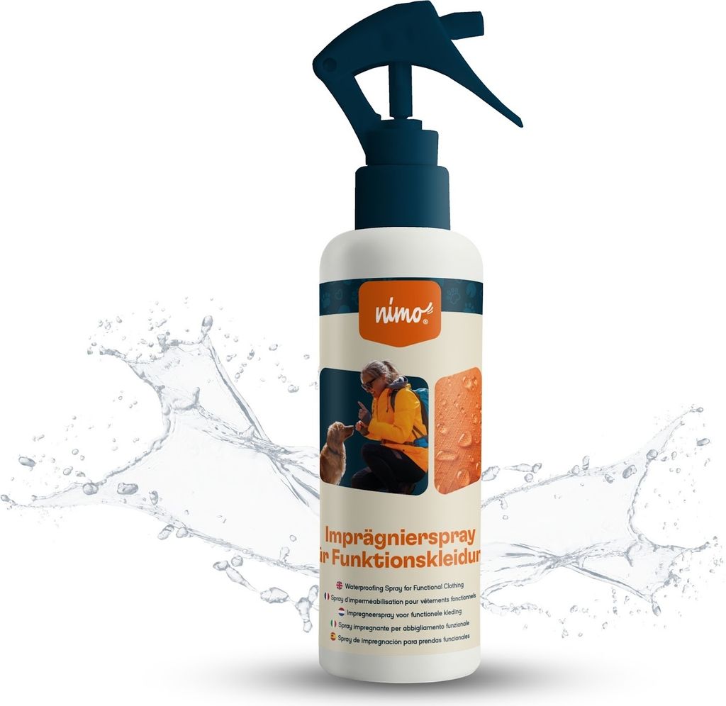 nimo Imprägnierspray für Funktionskleidung | Spray Imprägnierung gegen Regen & Schmutz | wasserabweisende Outdoor Kleidung | Regenschutz für ...
