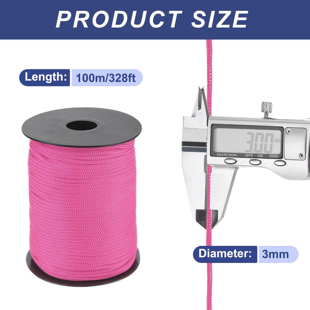 Polypropylen-Seil 3mm Polypropylenseil 10Om PP Flechtleine Textilseil Leine Nylonschnur Schnur Rei?feste Rope Kunststoffseil fš¹r W?scheleine Cam...