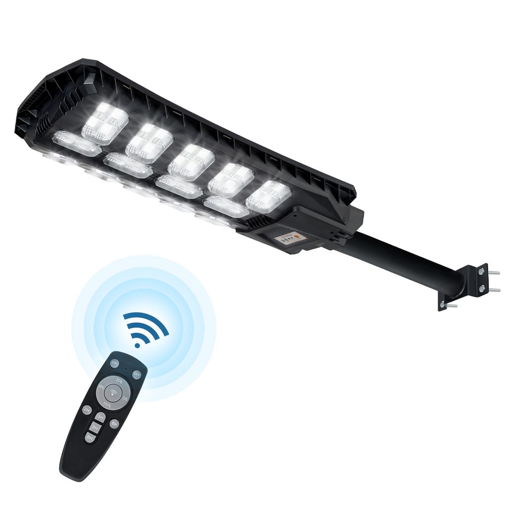 LZQ Solar Straßenlaterne – 500W, 1344 LEDs, Bewegungsmelder, IP65, Fernbedienung, Für Garten & Hof