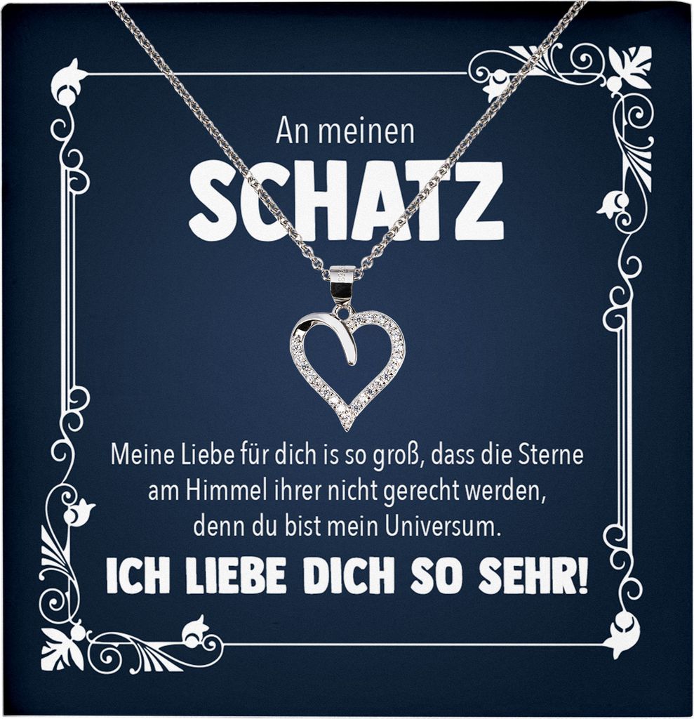 22Feels Echt Silber Halskette - Schatz Frauen Geschenk Schmuck Set Hochzeitstag Valentinstag Ehefrau Freundin Jahrestag - Herz Anhänger, Karte
