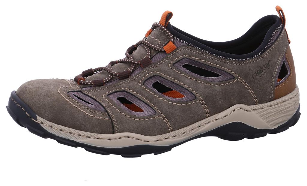 Rieker Herren Slipper Gummizug Halbschuh 08065, Größe:44 EU, Farbe:Braun