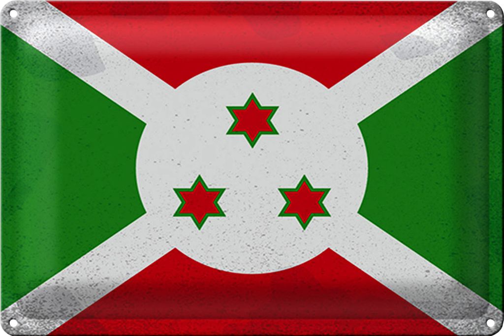 Blechschild Flagge Burundi 40x30cm Flag of Burundi Vintage