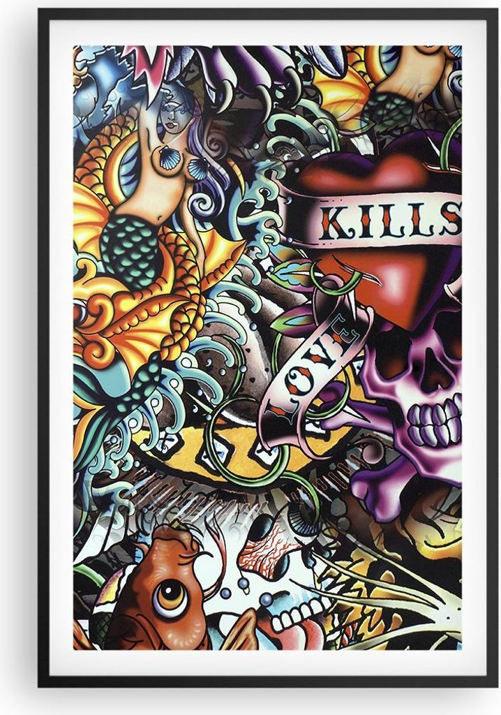 Gerahmtes Poster - Schwarzer Rahmen - Graffiti modern - 61x91,5 cm - Wand Bild - Wanddeko - Wandbilder - Kunstposter - Wandposter - Bilderrahmen - ...