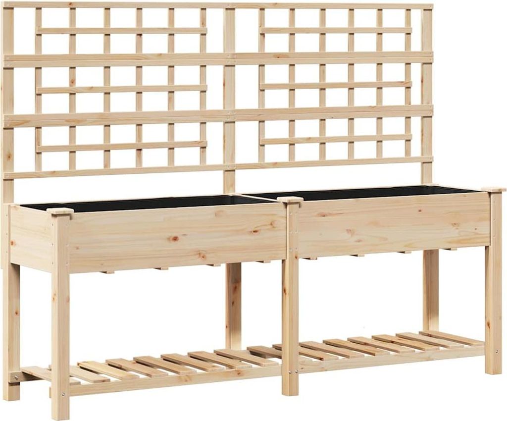 "SALE 2026"Gabionen-Hochbeet - Garten-Pflanzgefäß - Pflanzkorb - mit Regal Beige 203,5 x 54 x 152,5 cm - Beete Einfacher Aufbau DE1631021