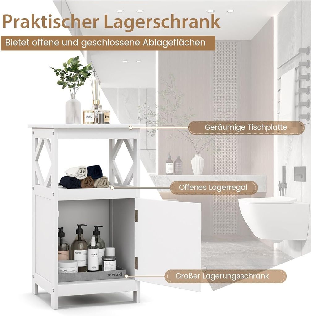 Lomojo Kleiner Badezimmer-Aufbewahrungsschrank - Eckschrank Mit Verstellbaren Regalen Für Kleine Räume, Weiß