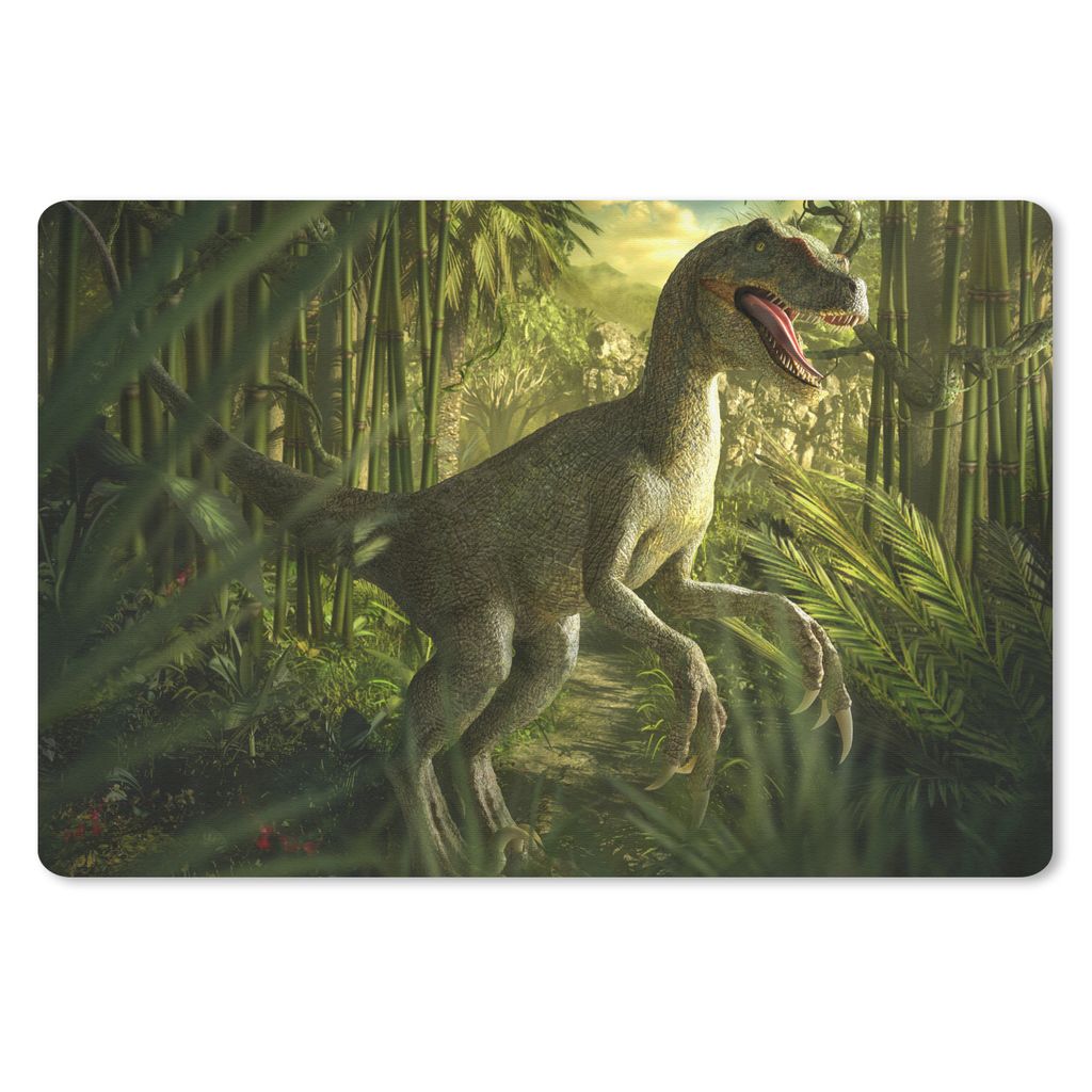 MuchoWow Mauspad Mousepad Dinosaurier - Pflanzen - Grün - Illustration - Kinder - Jungen 27x18 cm - Mousepads - Maus Mat - Pad - Mausunterlage -...