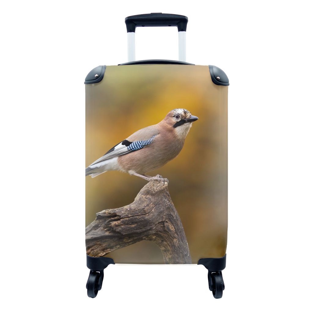 MuchoWow Koffer Handgepäck Trolley Rollkoffer Kleine Reisekoffer mit 4 Rollen - Vogel - Zweig - Eichelhäher - Cabin Size < 55x40x23 cm & 55x40x...