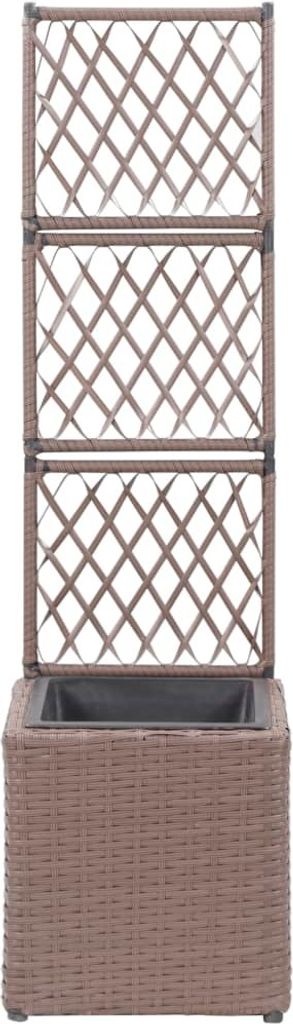 Ausgezeichnete Hochbeet mit Rankgitter 1 Topf 30x30x107 cm Poly Rattan Braun Wallaroo