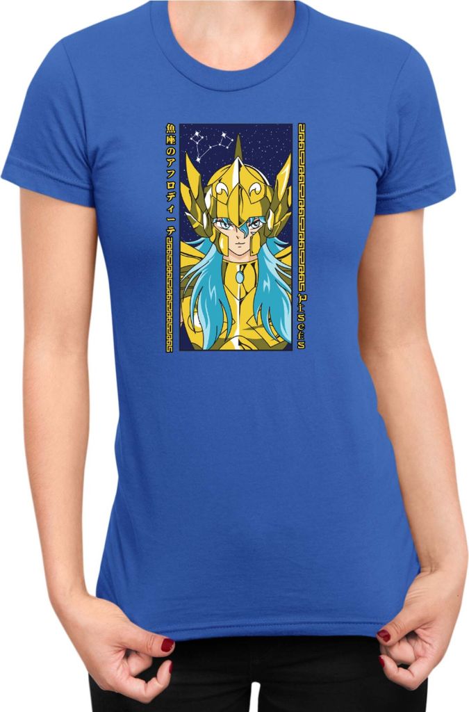 Damen T-Shirt Japan Anime Manga Saint Anime Seiya Pisces Pisces, Lady L / Blau