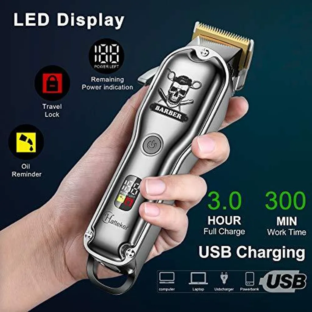 Hatteker Tagliacapelli Uomo Barba Lunga - Display LED Ricaricabile - 4