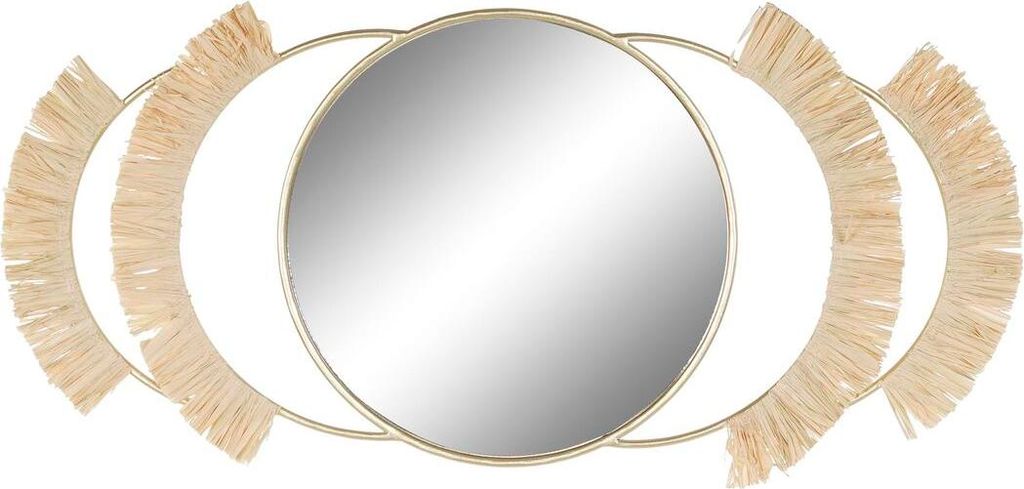DKD Home Decor Dorado Natural Flecos Boho Wandspiegel 89 x 2 x 40 cm
