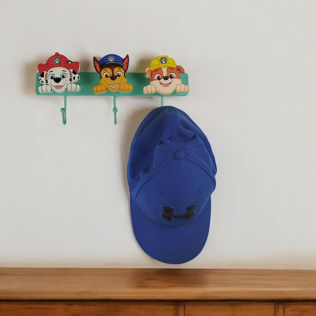 Paw Patrol Wandhaken Aus Holz - Mit Marshall, Chase & Rubble - Bunte Kinder-Haken Für Kleidung & Accessoires
