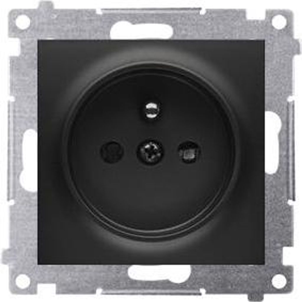 Einzelsteckdose mit Erdung und Shutter, schwarz Simon 54 DGZ1Z.01/49 Kontakt-Simon