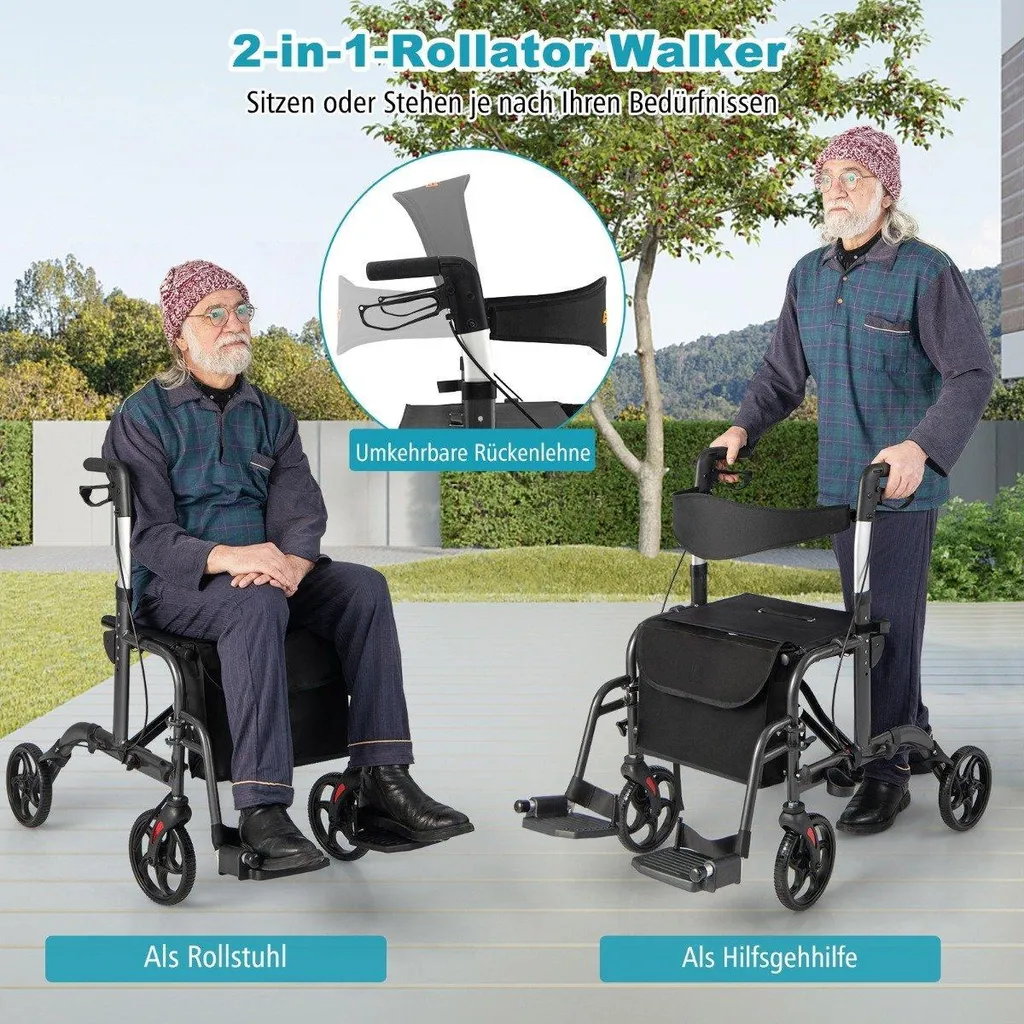 Rollator 4 roues transformable en fauteuil de transfert léger Confort - 4