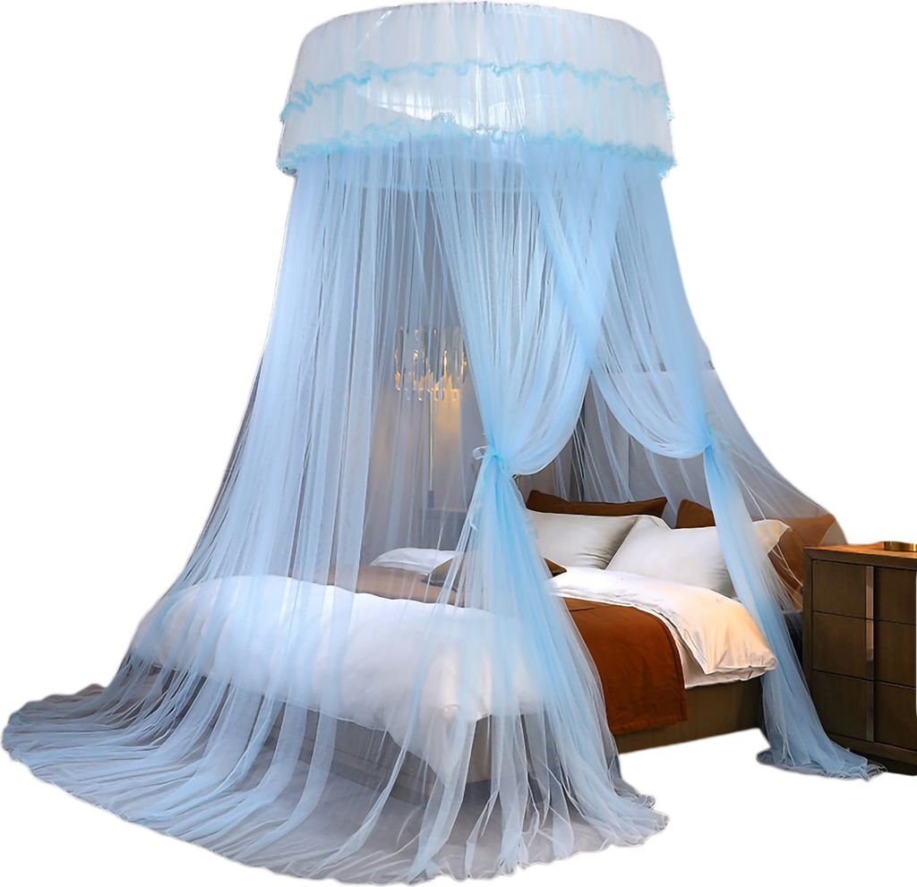 Hanging Moskitonetz -Top -Haken verschlüsseltes Mesh Lace Patchwork Mücke Mückenschutzrunde Kuppel Court Style Crib Baldachin Schlafzimmer Dekor...